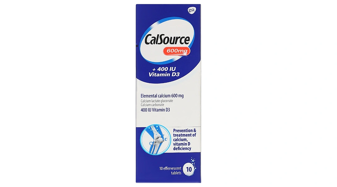 Viên nén sủi bọt CalSource Sandoz 600 + Vitamin D3 trị loãng xương tuýp 10 viên - 1